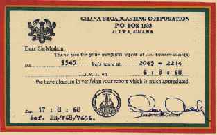 Radio  Ghana      vom 06.08.1968