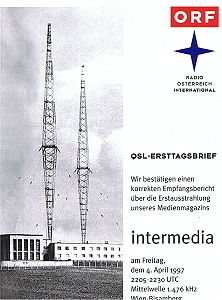 Ersttags-QSL vom 04. April 1997, ORF auf 1476 kHz, MW